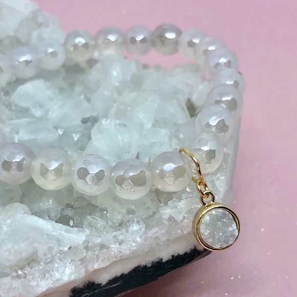 Olivia Rae Jewelry - 🎉6XHP🎉 White Druzy-Mystic Faceted White Chalcedony
